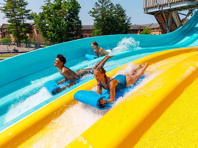 Kids on Water Slides at Wilderness Resort Waterpark in Wisconsin Dells.