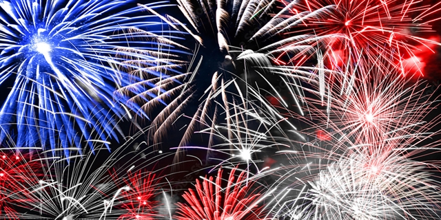 Patriotic fireworks.