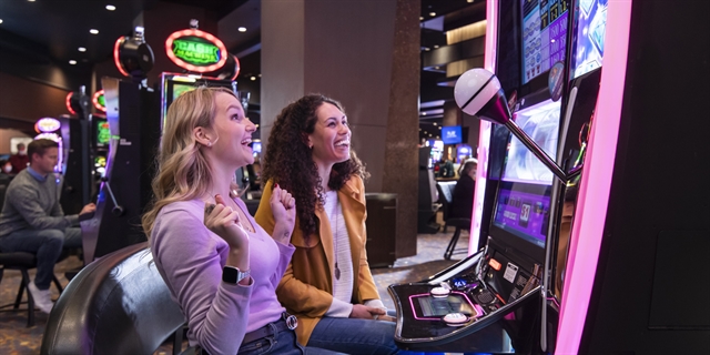 Ladies having fun at a casino.