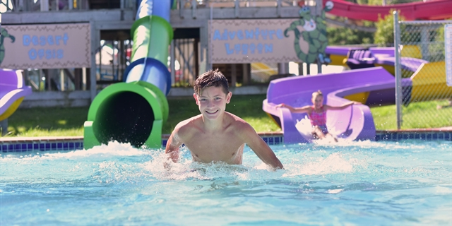 Kids on waterslides at Chula Vista Resort
