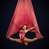 Circus artist performing with a hammock.