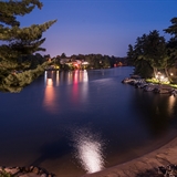 Waterfront at night.