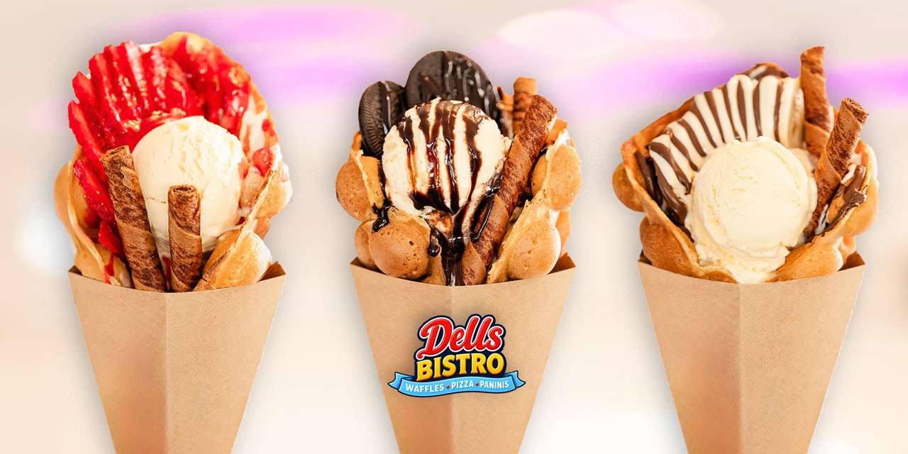 A selection of bubble waffles from Dells Bistro.