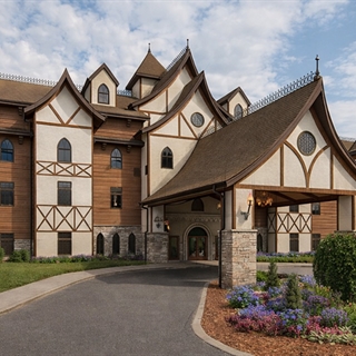 Rendering of a large medieval resort.