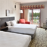 Hilton Garden Inn bedroom.