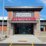 Sports facility entrance.