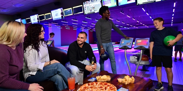 Group bowling with food and drinks at Knuckleheads