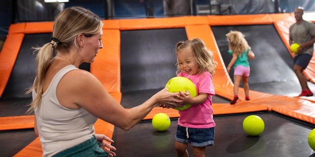 Family in Knuckleheads trampoline park