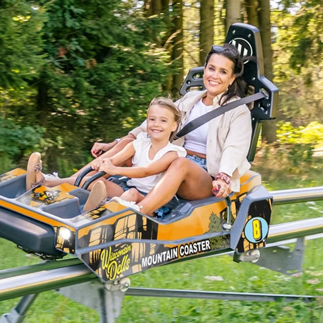 Mother and daughter riding on Wisconsin Dells Mountain Coaster