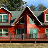 Cabin exterior with outside deck.