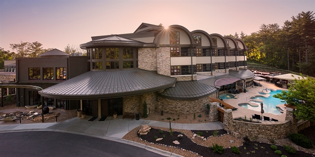 Aerial shot of Sundara Inn & Spa.
