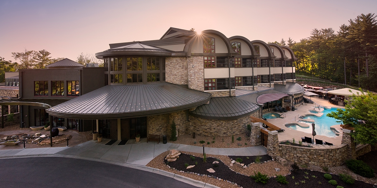 Aerial shot of Sundara Inn & Spa.